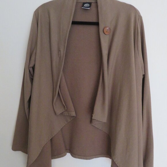 Bobeau | Size XL | Brown One Button Fleece Wrap Cardigan Sweater - Picture 10 of 11